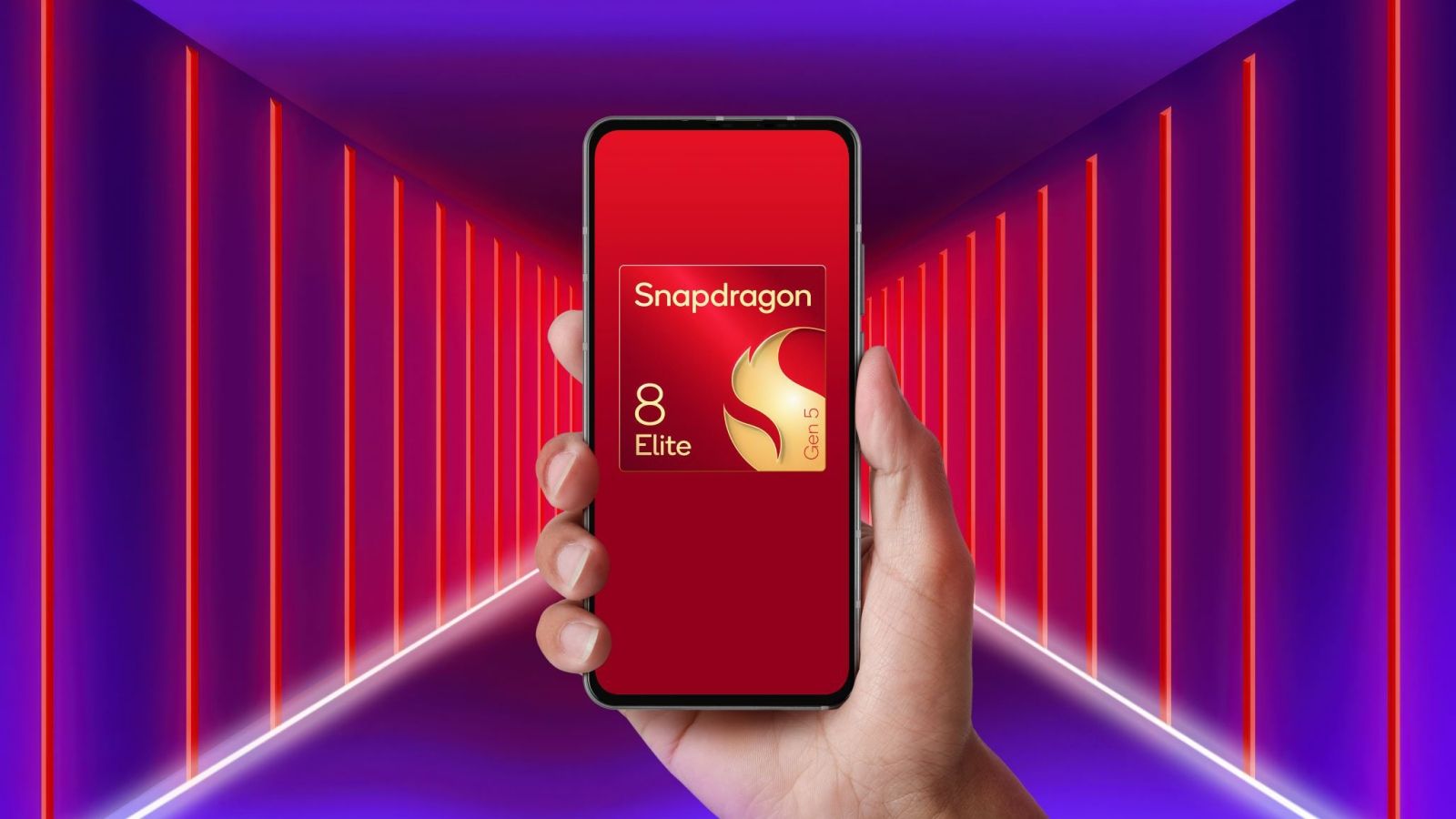 illustrative banner showing a phone held in hand displaying a Snapdragon chipset on the screen