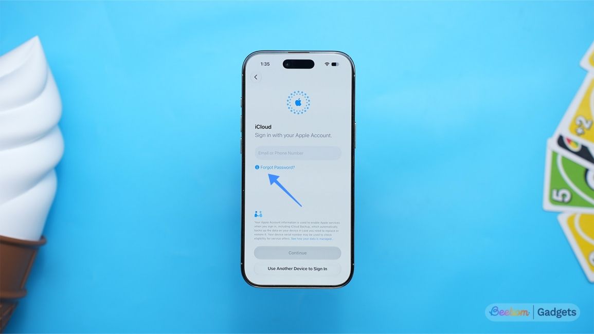 Tap on the Forgot Password option in the Apple Account page