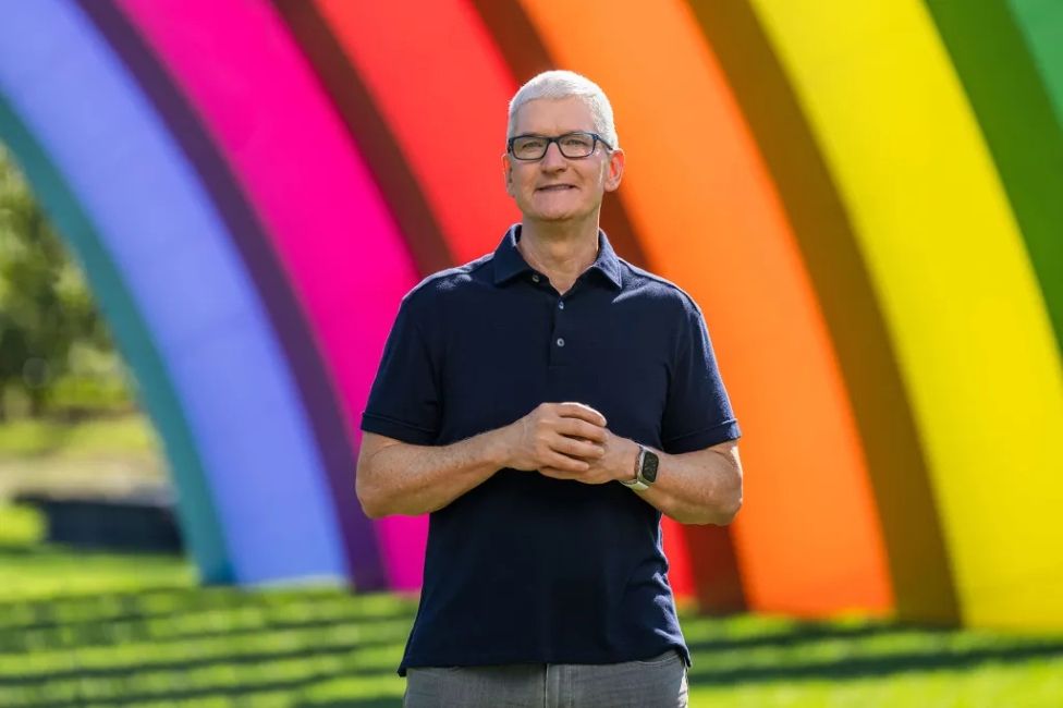Tim Cook on stage at an Apple event