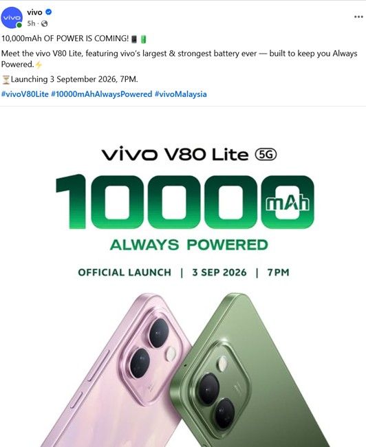 Vivo V80 Lite poster on Facebook