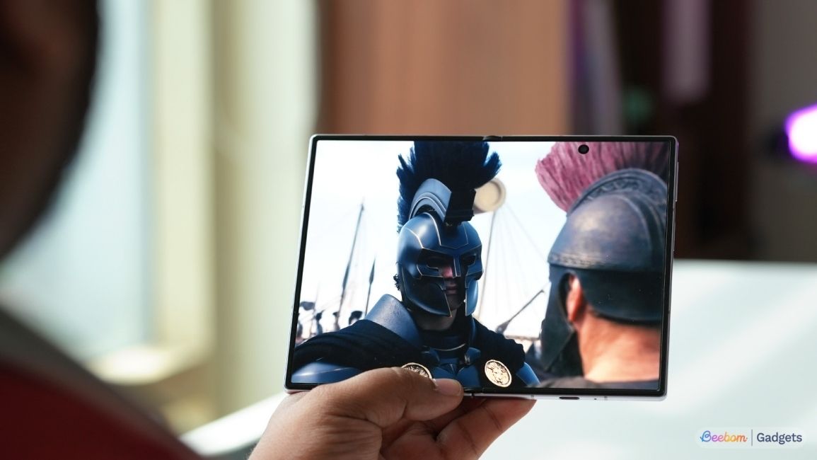 Watching Odyessey trailer on the Galaxy Z Fold 8 inner display