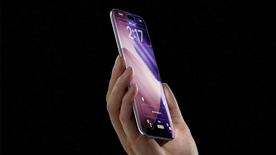 20th anniversary iPhone design render showcasing its curved display while it is in hand