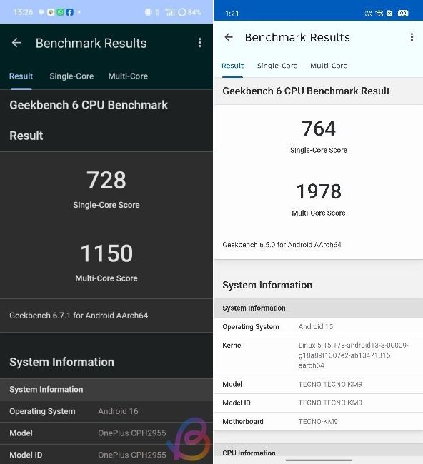 geekbench comparison between Dimensity 6360 vs Dimensity 6400 geekbench comparison between Dimensity 6360 vs Dimensity 6400