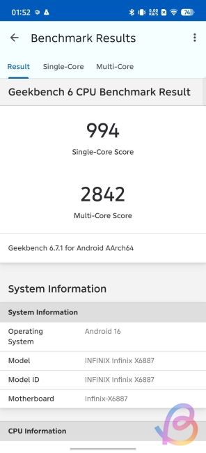 dimensity 7100 geekbench 6 score