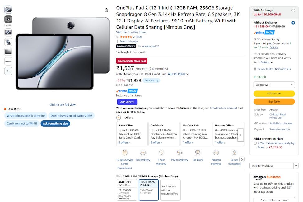 OnePlus Pad 2 Amazon Great Freedom sale 2026 deal OnePlus Pad 2 Amazon Great Freedom sale 2026 deal