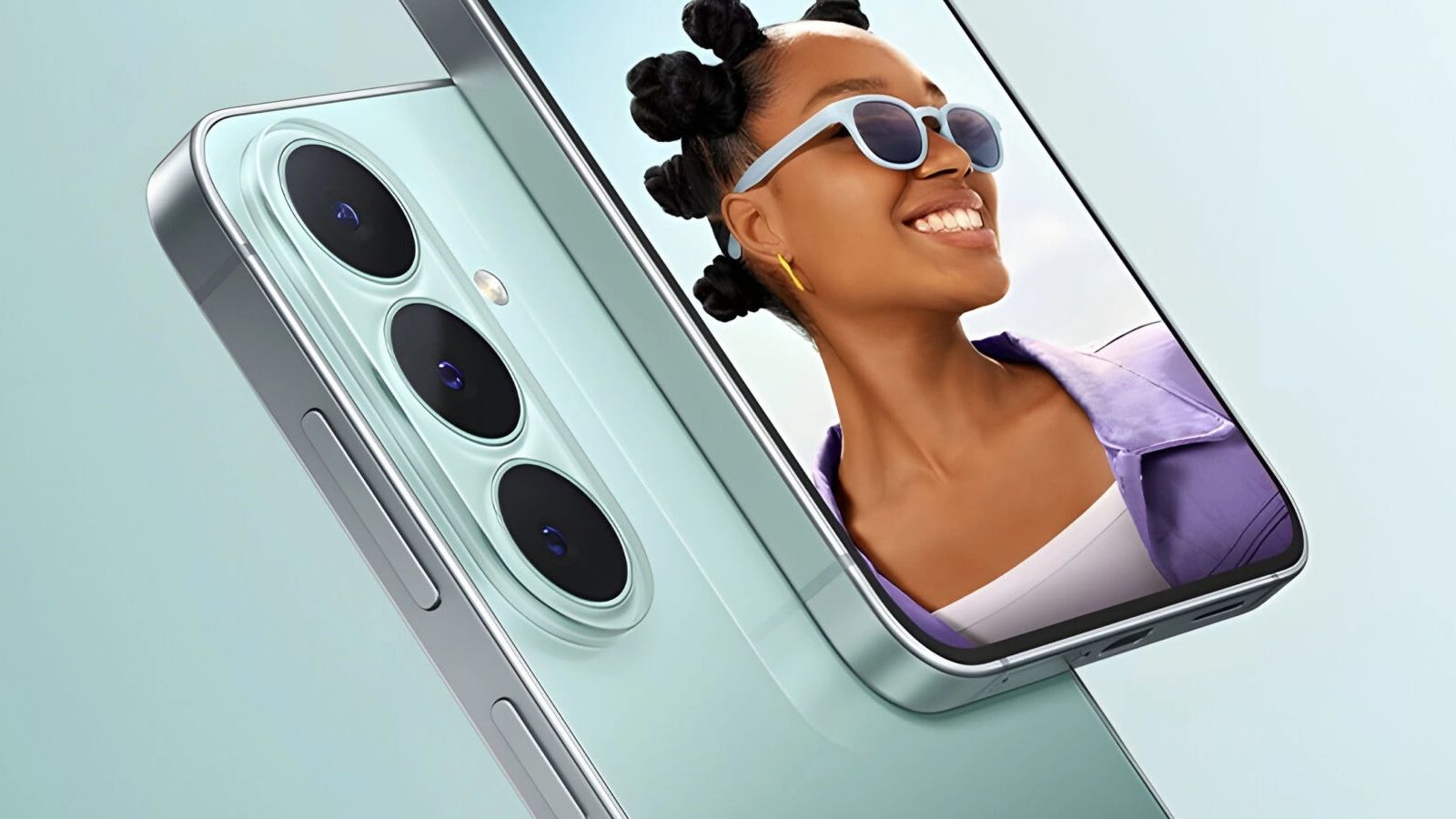 Samsung Galaxy S26 FE front and back design partially showcased in a green colourway