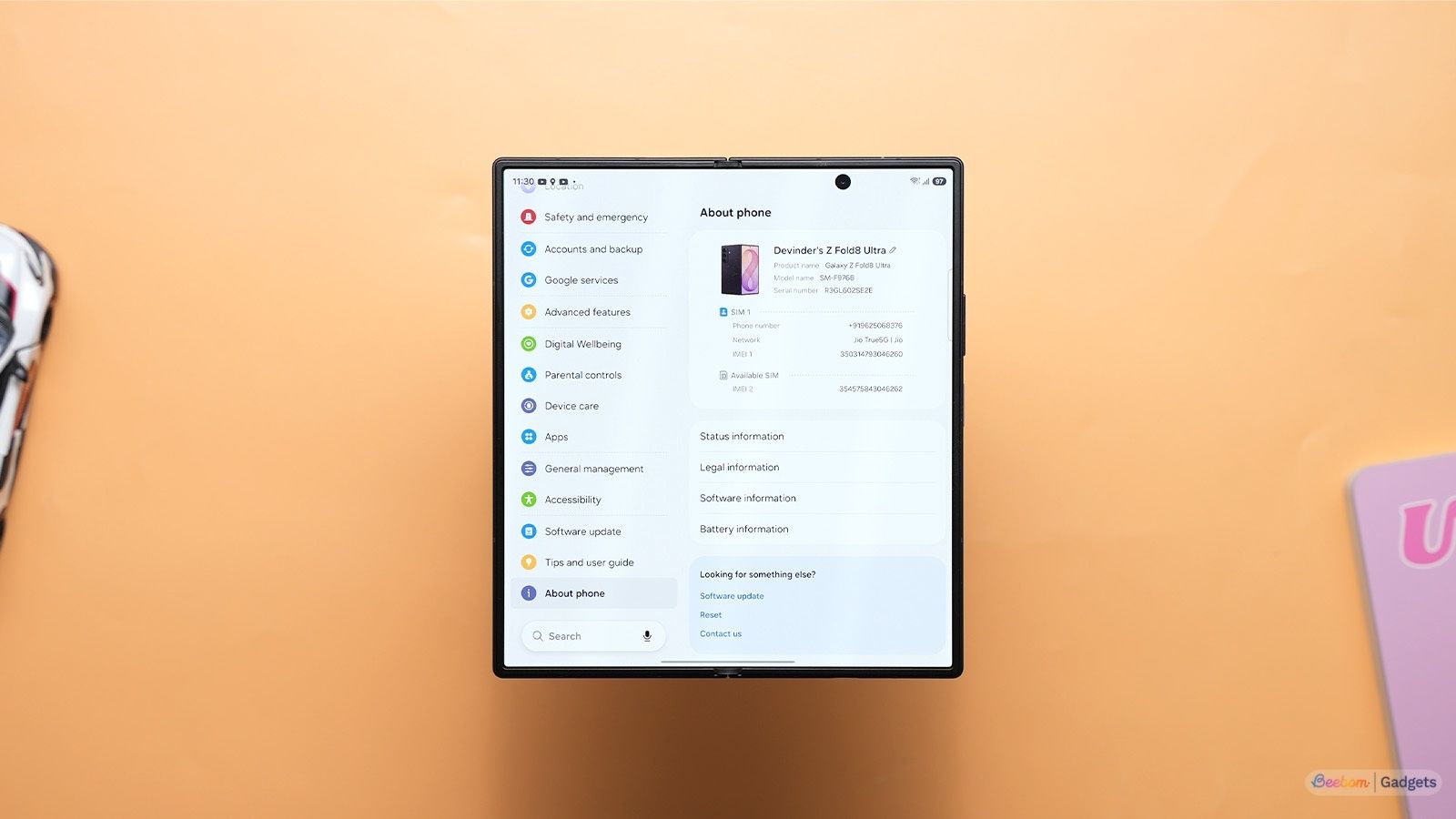 Galaxy Z Fold 8 Ultra about phone page showcased