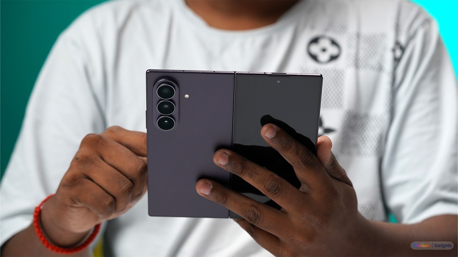 Galaxy Z Fold 8 Ultra back design showcased while its unfolded in hand