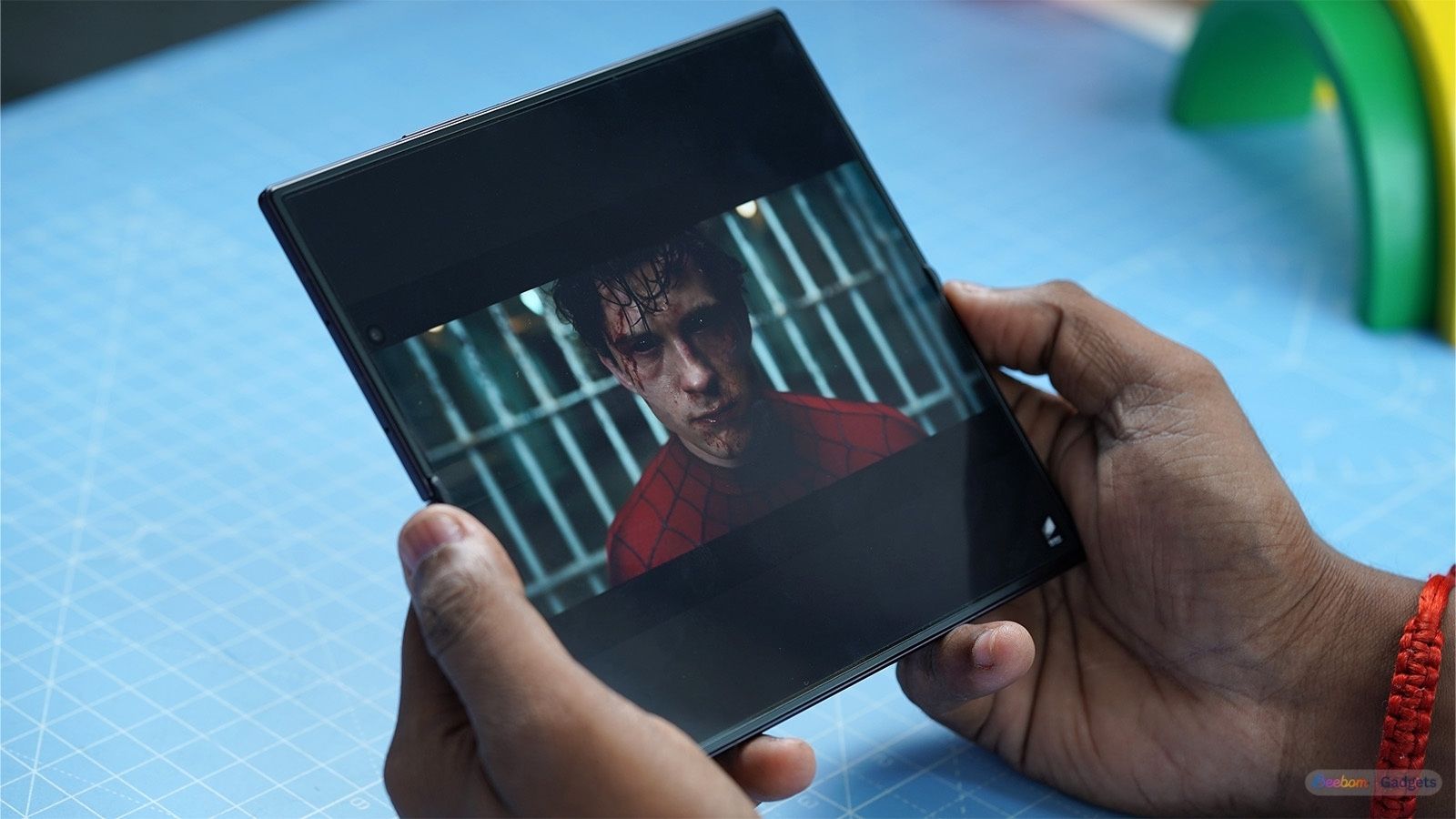 Watching Spider-Man Brand New Day trailer on Galaxy Z Fold 8 Ultra display