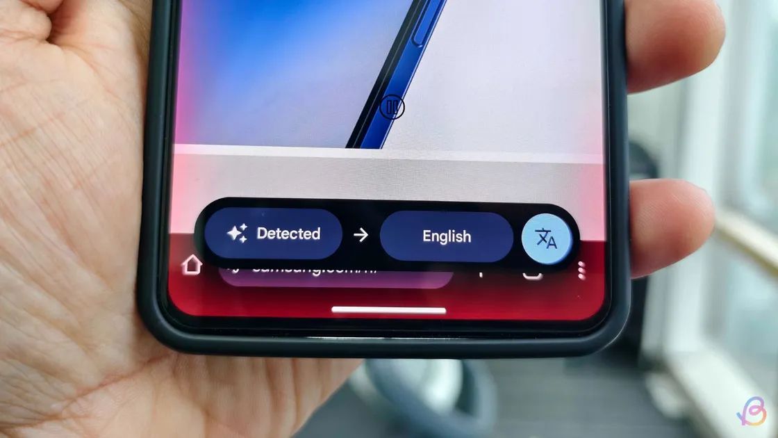 Android phone in hand with Circle to Search live translation feature in action