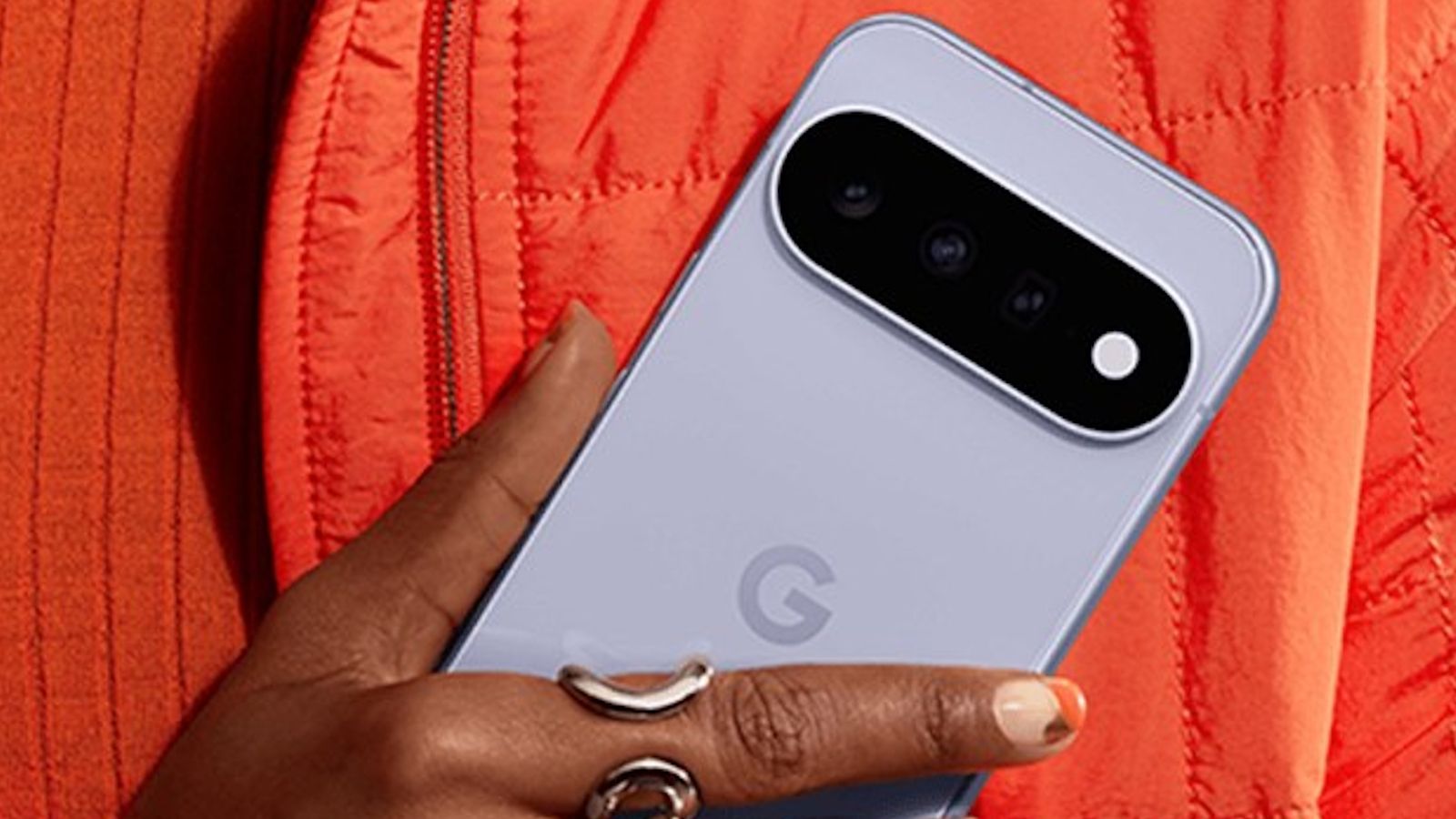 Google Pixel 11 back design showcased in a lavender colourway while it's in hand