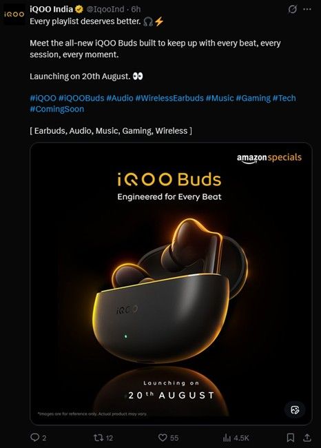 iQOO Buds launch poster with launch date and design