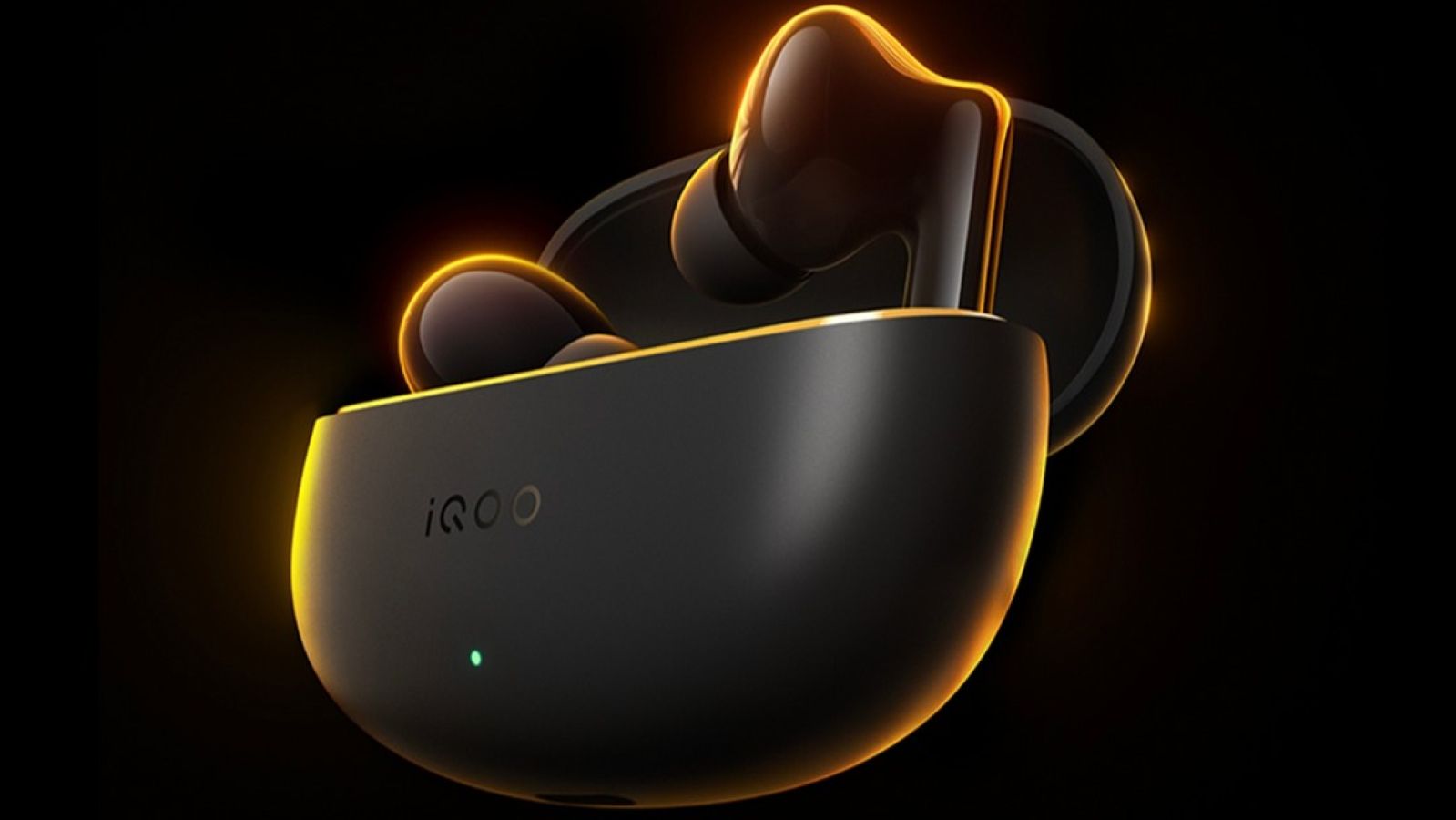 iQOO Buds TWS from the front with green LED indicator