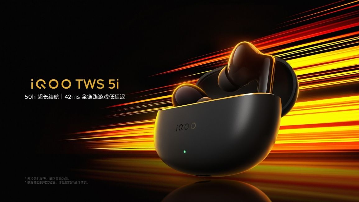 iQOO TWS 5i design from the front in black colourway