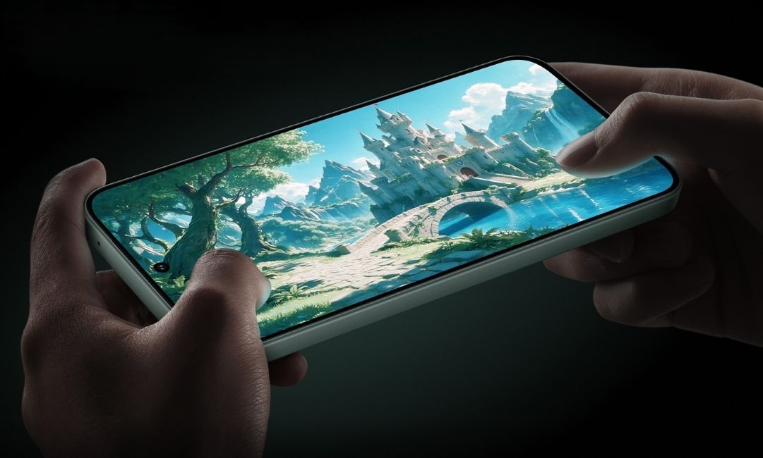 iQOO Z11s held horizontally while being gamed on