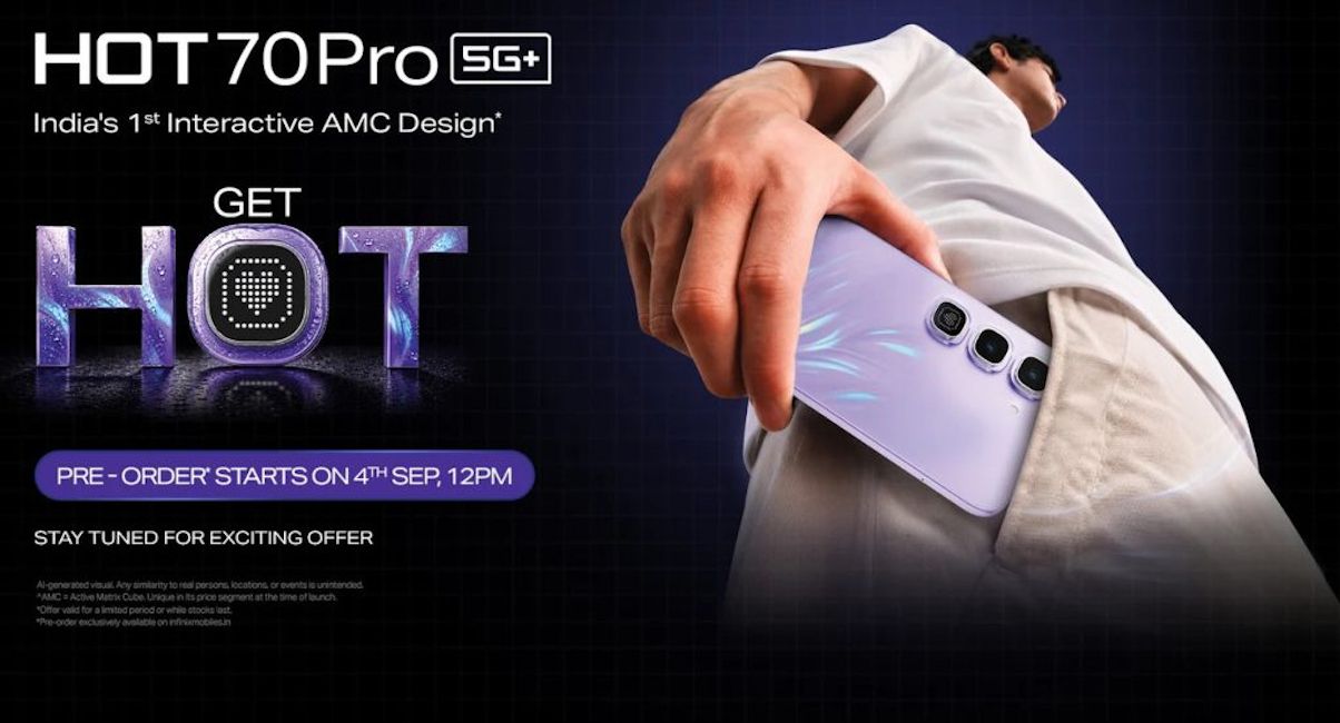 Infinix Hot 70 Pro back design showcased in purple