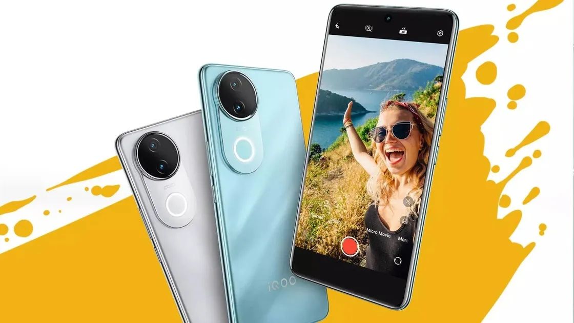 iqoo z10 front and back side design in two different colors and camera app open on the display iqoo z10 front and back side design in two different colors and camera app open on the display