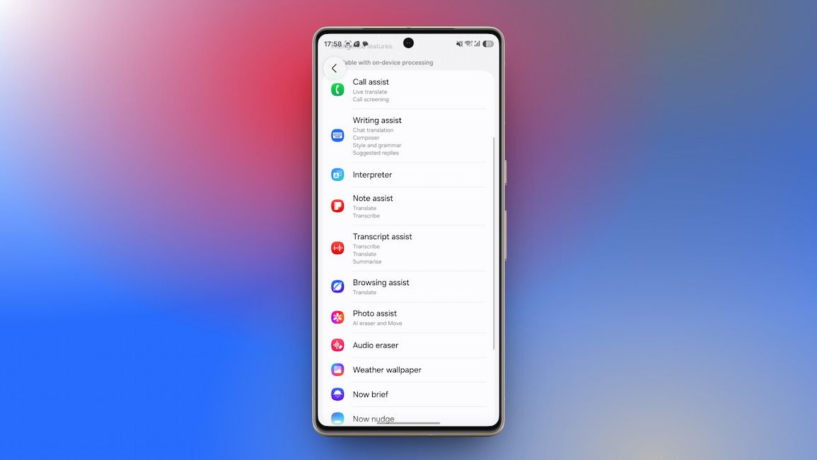 ai features available on samsung phones with process data only on device setting turned on