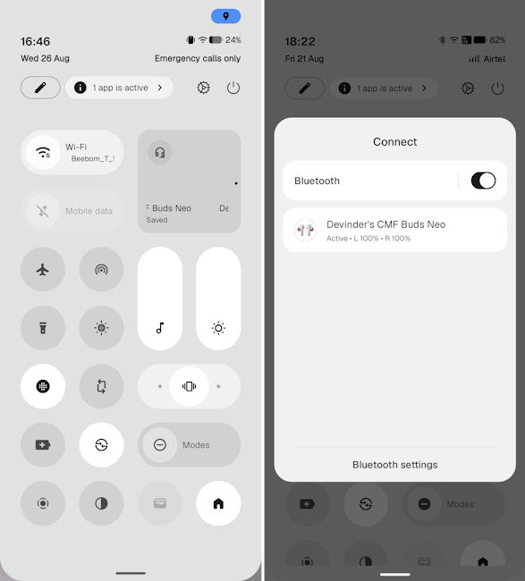 Nothing OS 5.0 Bluetooth quick settings showcased