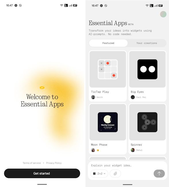 Essential Apps builders interface showcased