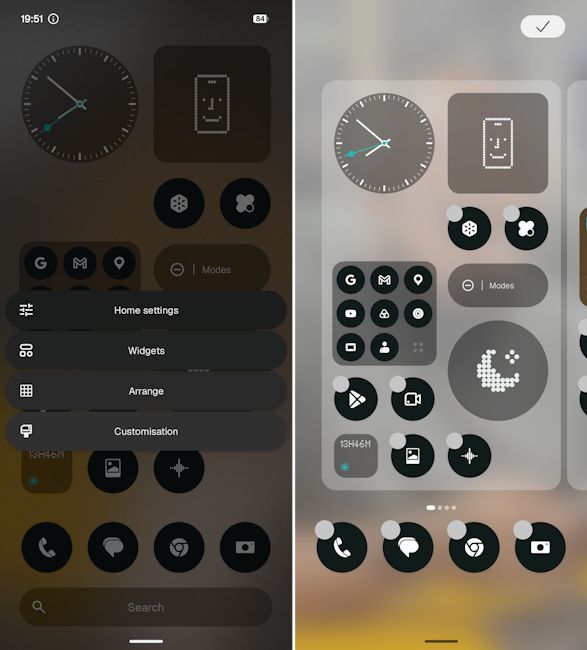 Nothing OS 5.0 arrange setting in homescreen