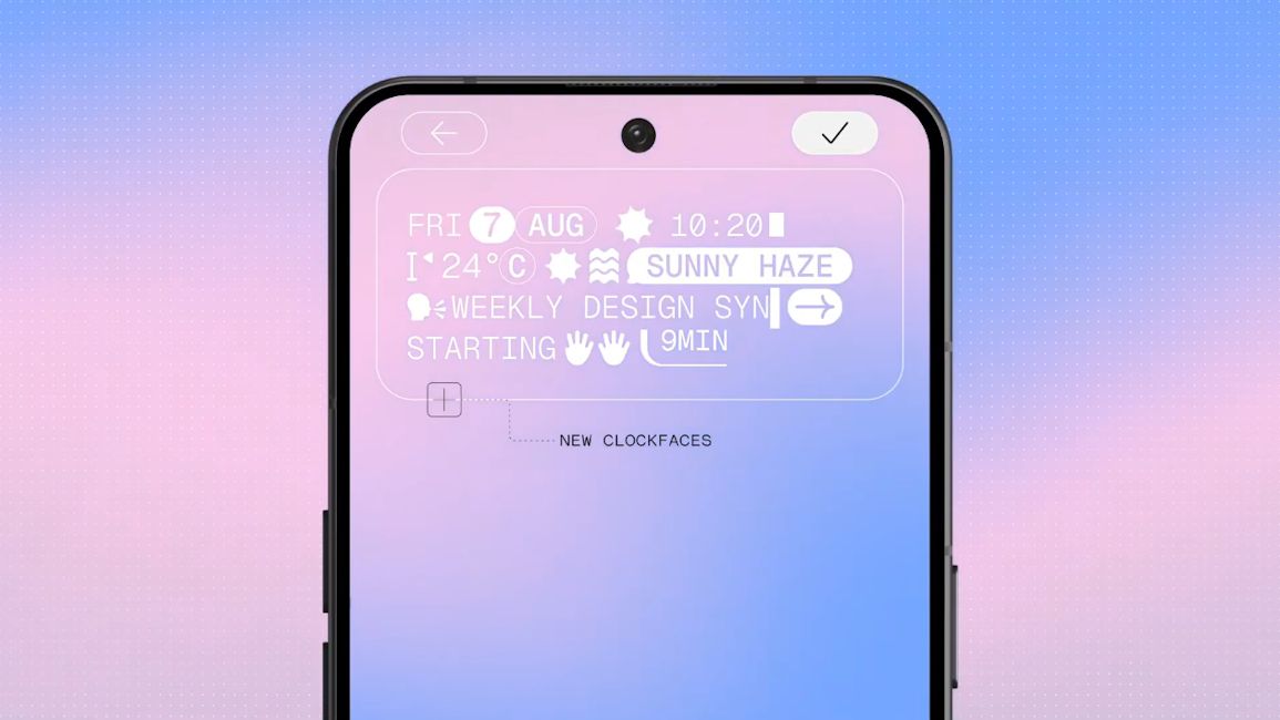Nothing OS 5.0 detailed clock face
