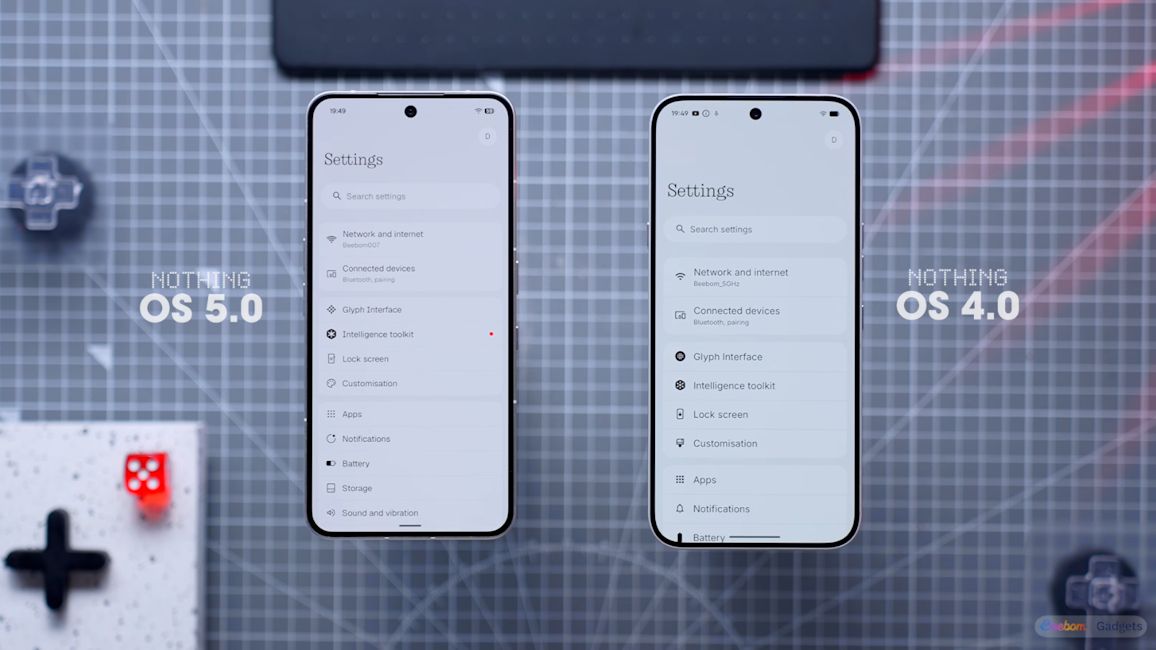 Nothing OS 5.0 settings page