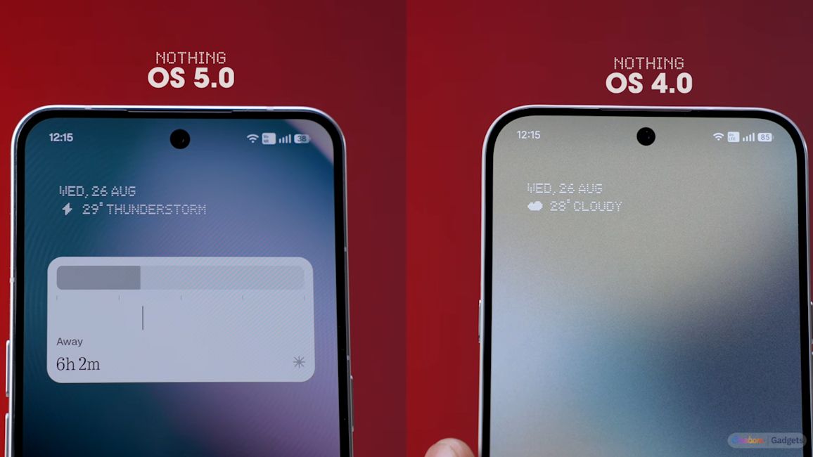 Nothing OS 5.0 status bar showcased