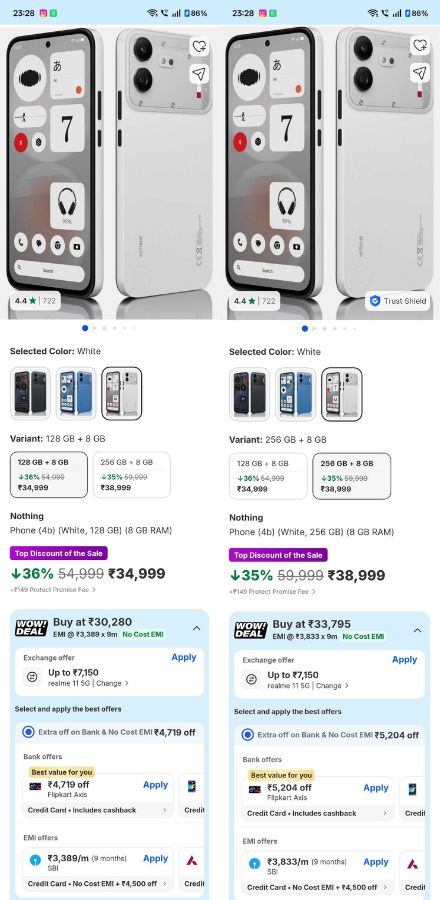 Nothing Phone 4b Flipkart Freedom 2026 Sale deal screenshot Nothing Phone 4b Flipkart Freedom 2026 Sale deal screenshot