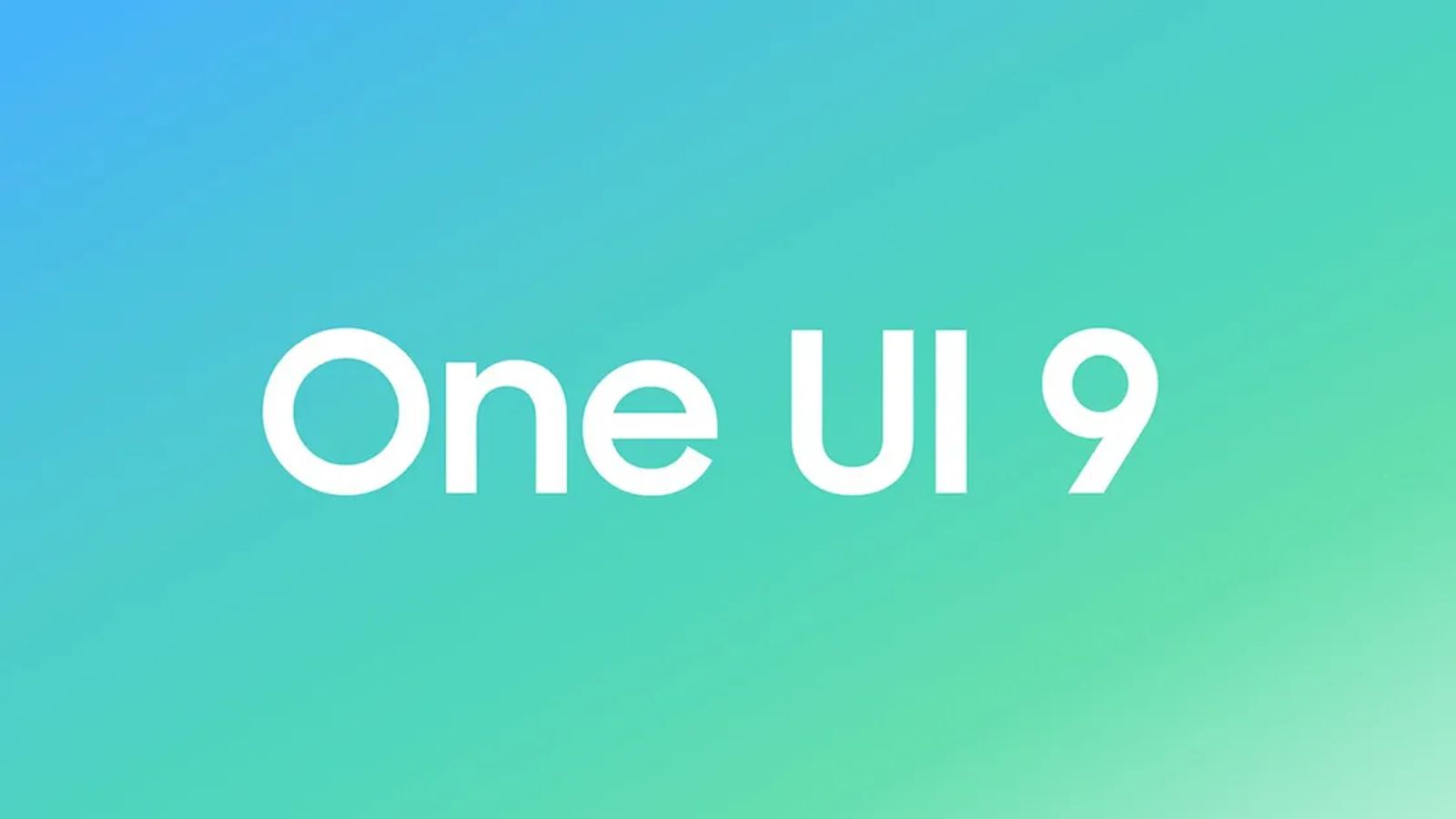 One UI 9 update logo showcased in white font against blue and green background
