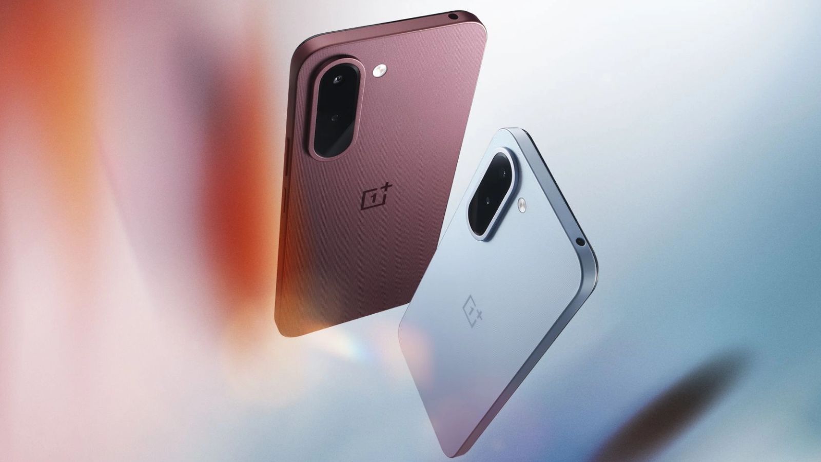 OnePlus N6x smartphone in burgundy and blue
