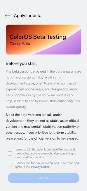 OnePlus 15 Closed Beta testing registration page screenshot