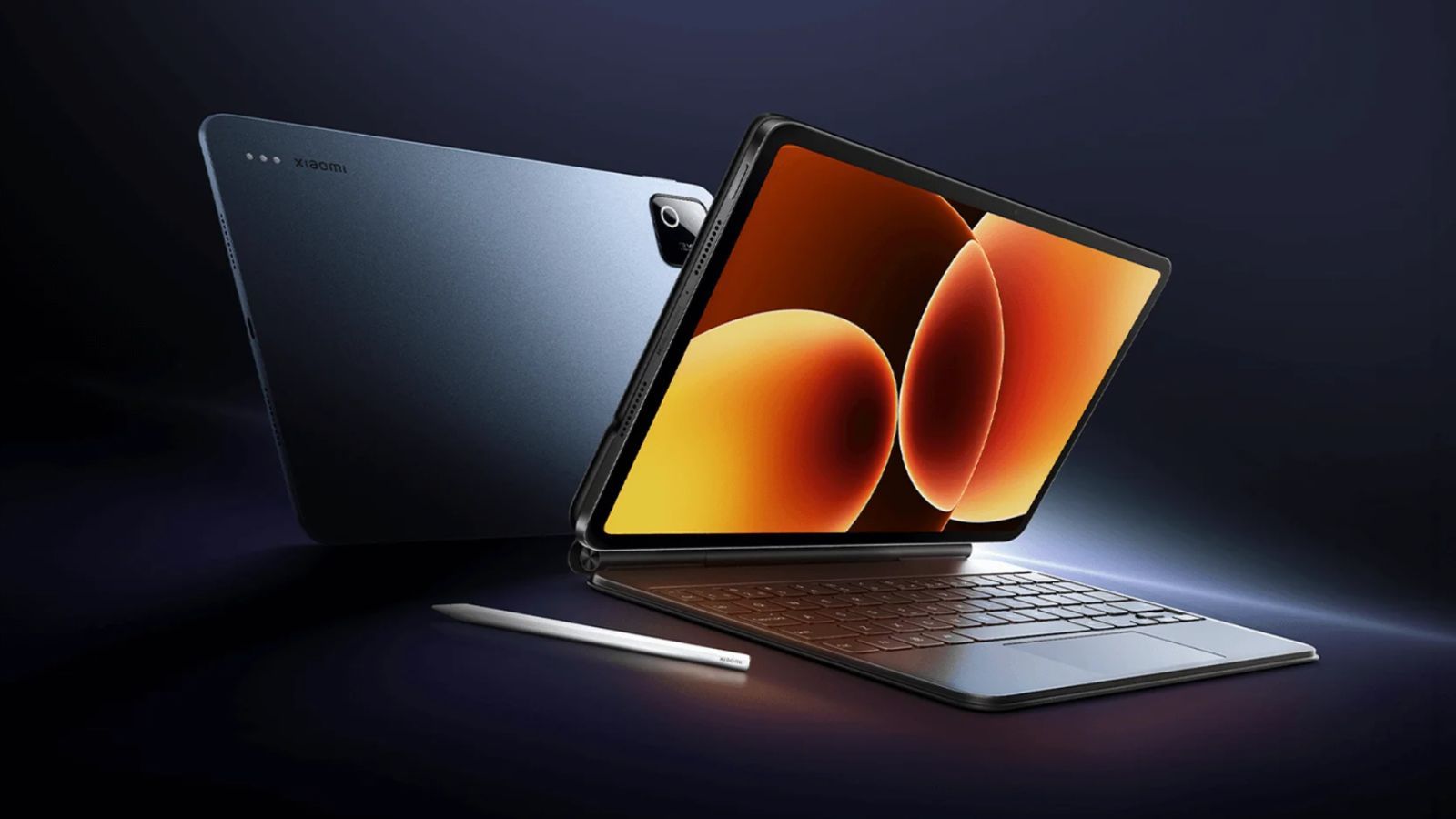 Xiaomi Pad 8 shown attached to a keyboard cum case and the Xiaomi Pen beside it Xiaomi Pad 8 shown attached to a keyboard cum case and the Xiaomi Pen beside it