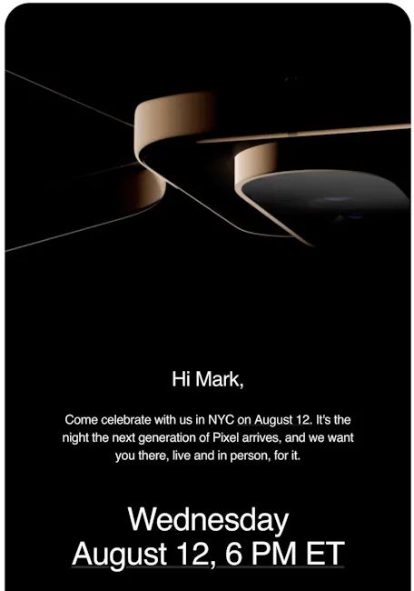 Google Pixel 11 launch date event invite