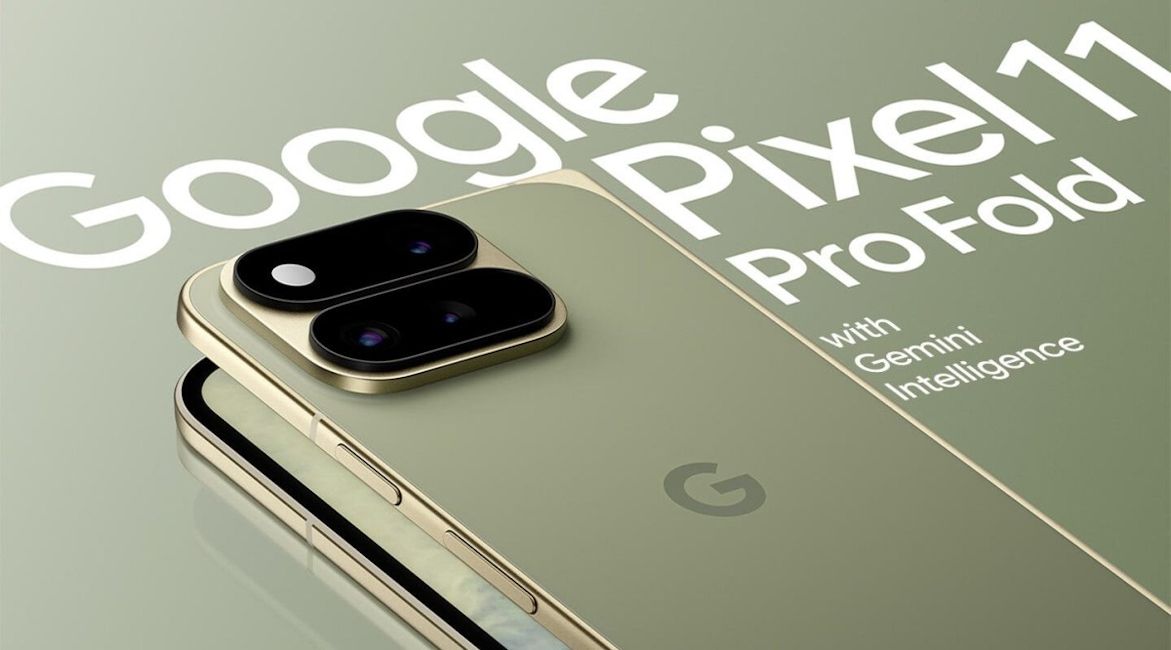 Pixel 11 Pro Fold design showcased in green