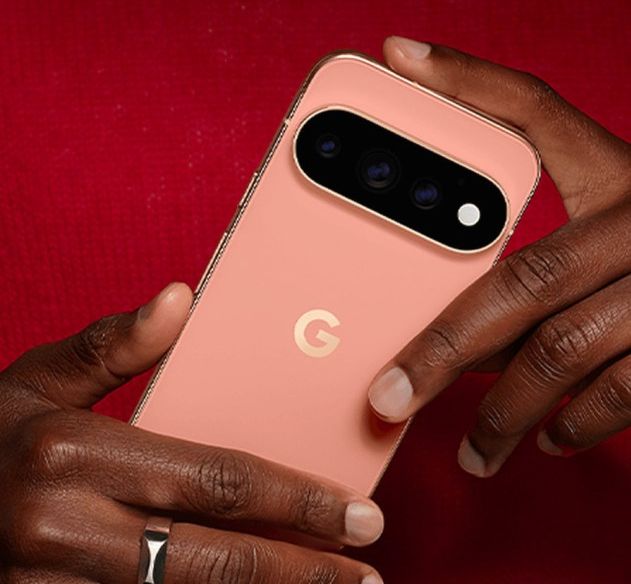 Pixel 11 Pro XL orange colourway back design showcased in marketing material while it's in hand