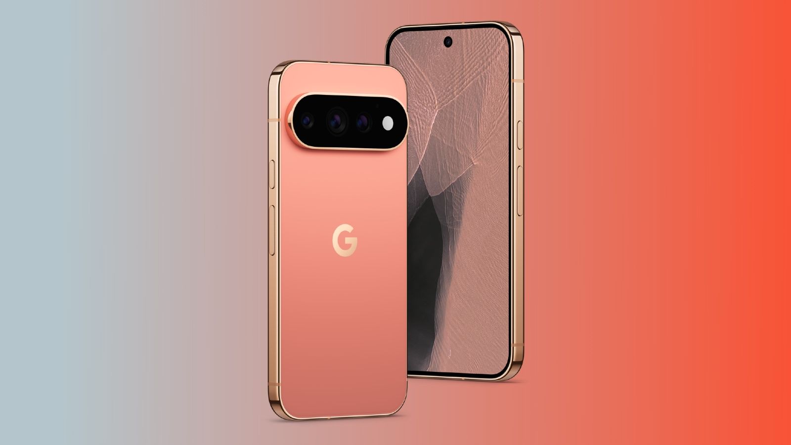 pixel 11 pro in canyon colour shown with wallpaper