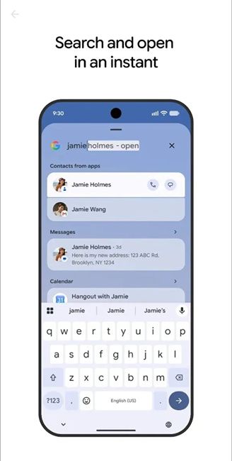 Google Pixel Search with Contacts results