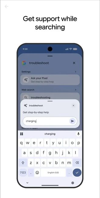 Google Pixel Search with Question and answers results