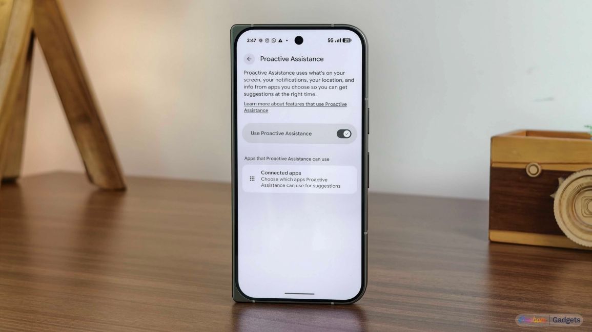 proactive assistance turned enabled on pixel 11 pro fold