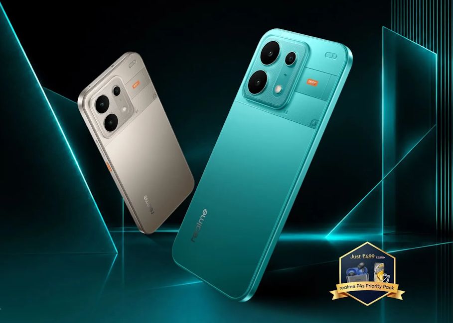 Realme P4s 5G blue and gold colourways showcased
