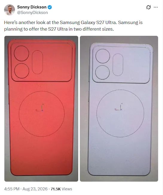 Samsung Galaxy S27 Ultra design from the back