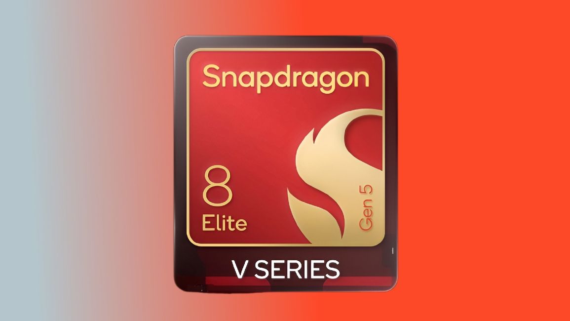 snapdragon 8 elite gen 5 v series banner image, red gradient background