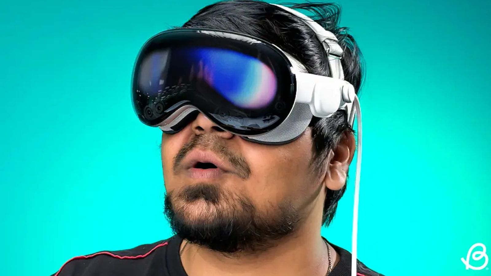 A person wearing the Apple Vision Pro