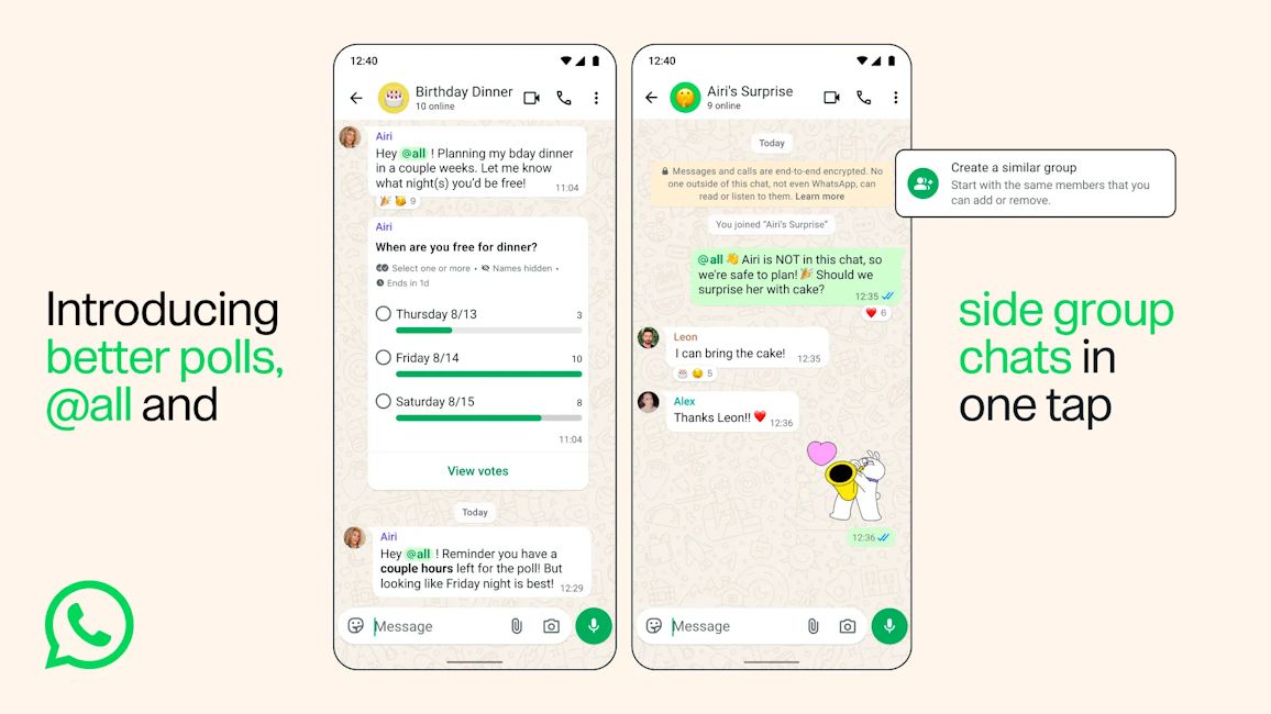 WhatsApp Polls and other new group chat features