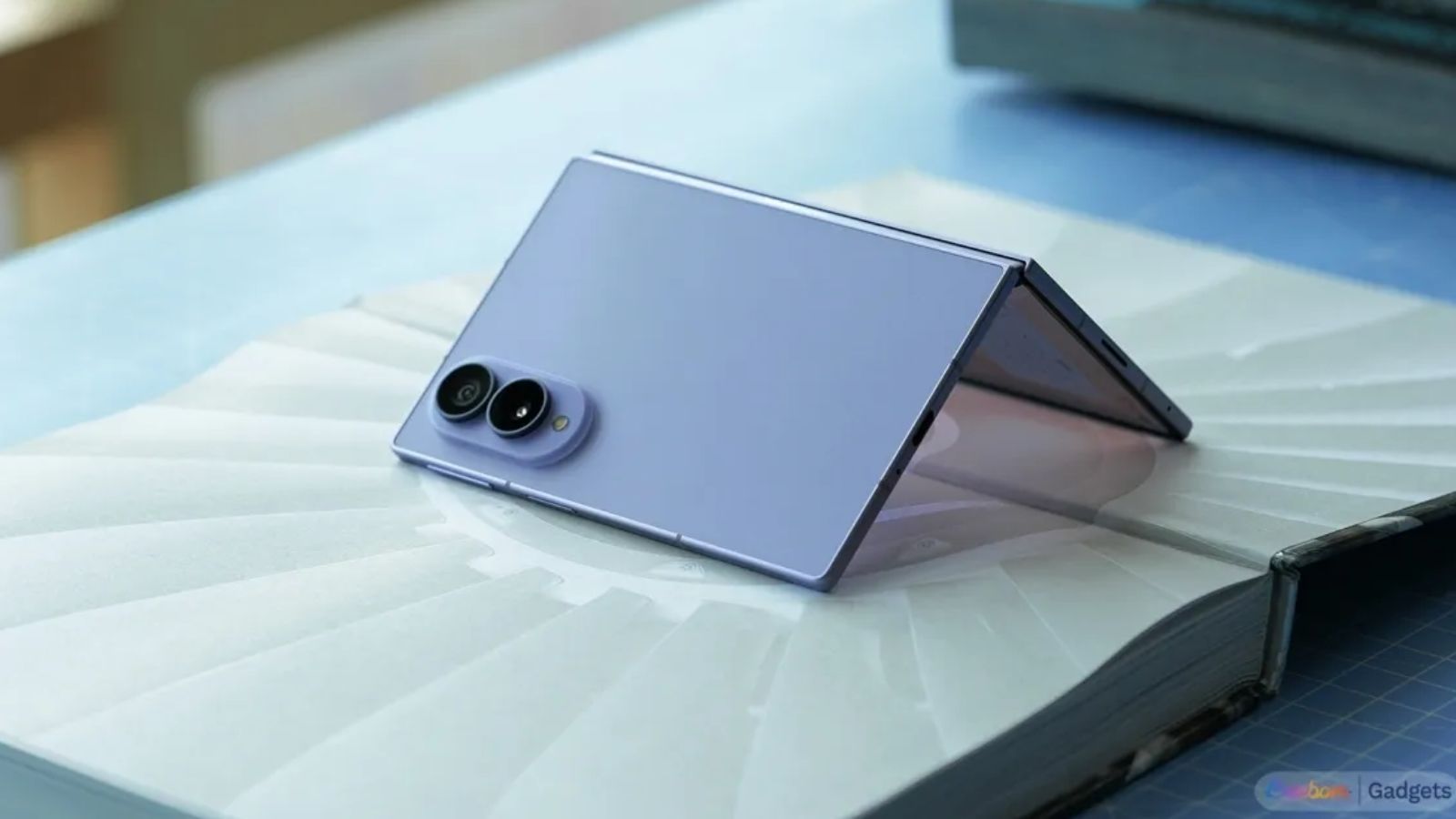 Galaxy Z Fold 8 opened in tent mode Galaxy Z Fold 8 opened in tent mode