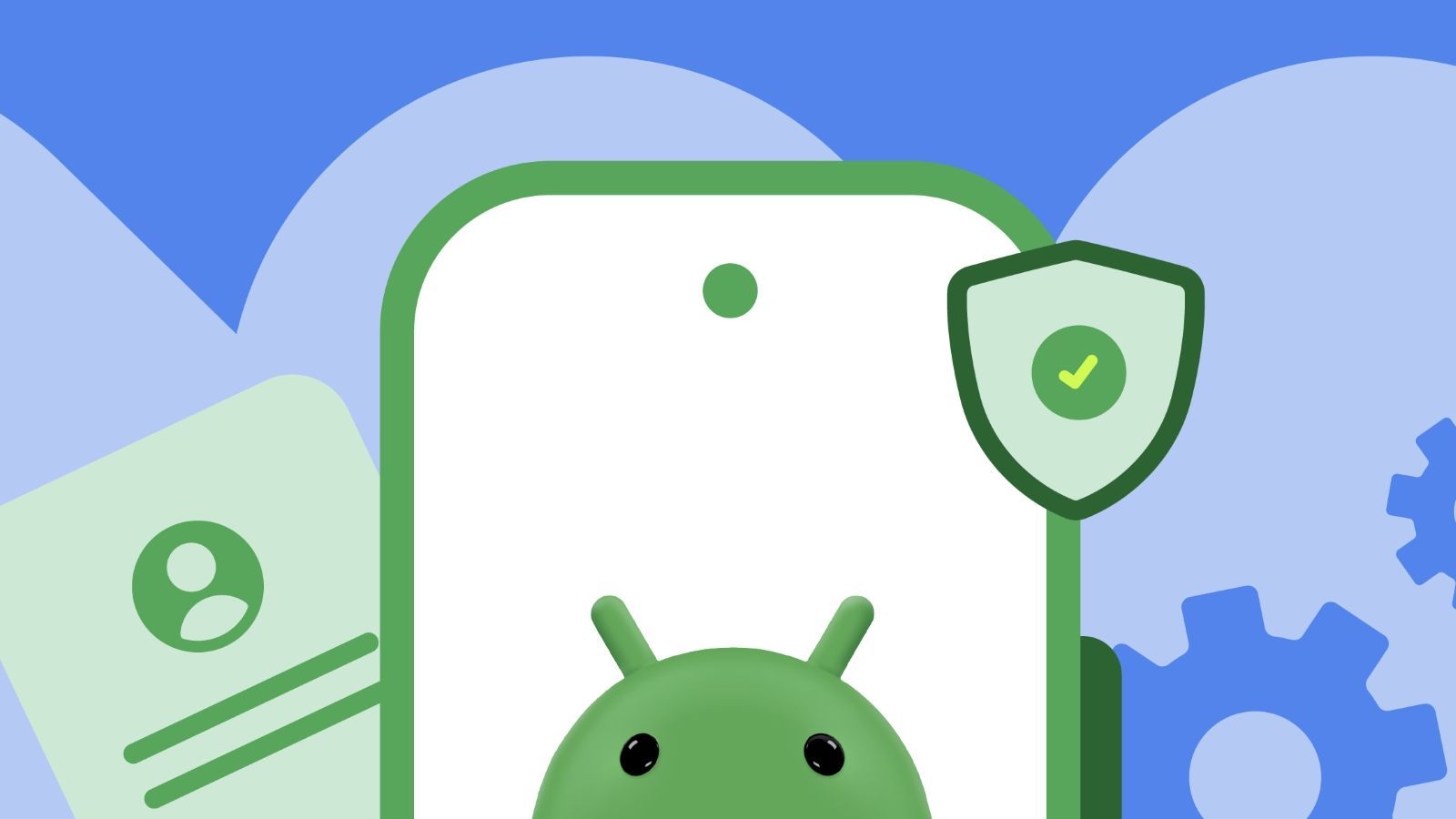 Android logo with a shield illustration Android logo with a shield illustration