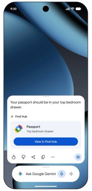 Google Gemini Find Hub integration with location of saved passport Google Gemini Find Hub integration with location of saved passport