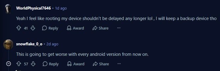 Reddit users voicing their opinions on Android's latest Advanced Flow process for sideloading Reddit users voicing their opinions on Android's latest Advanced Flow process for sideloading