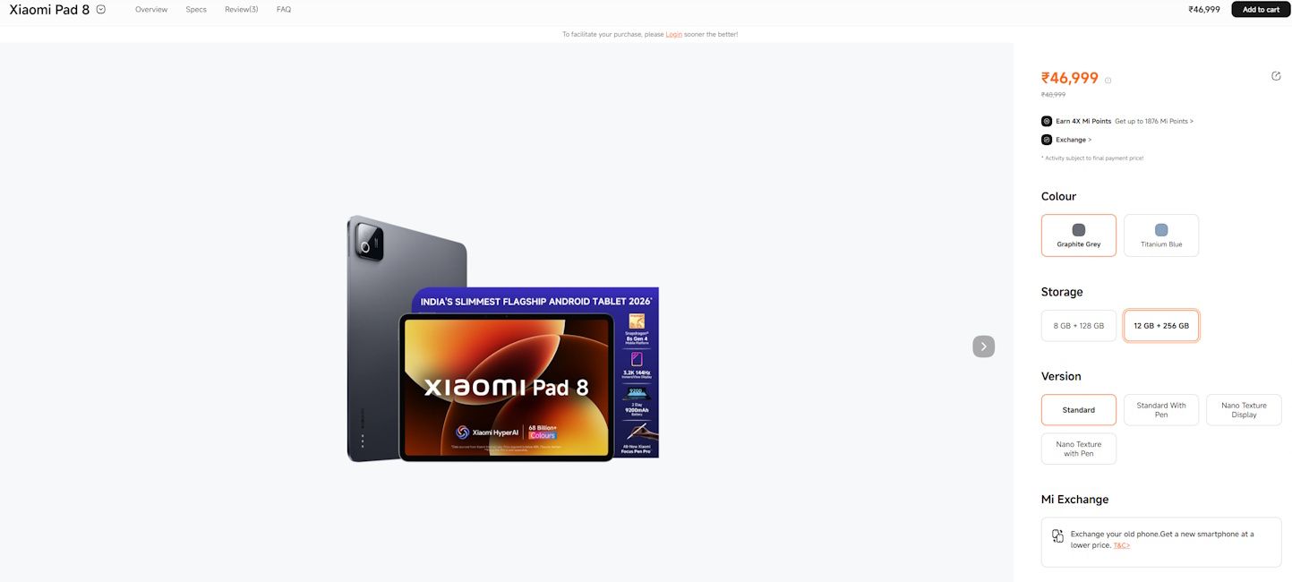 Xiaomi Pad 8 price hiked in India Xiaomi Pad 8 price hiked in India